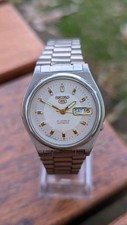 1990 Seiko 5 relógio automático 21 joias | Raro mostrador branco e dourado todo original comprar usado  Enviando para Brazil
