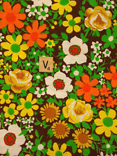 Tela Algodón 2 Yardas Floral Flower Power Groovy Kitsch De Colección Años 60 70 segunda mano  Embacar hacia Argentina