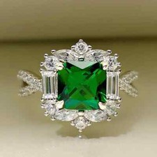 Anel estilo halo multiforma de zircônia cúbica verde brilhante e zircônia branca brilhante comprar usado  Enviando para Brazil