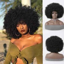 Perucas Afro Kinky Curly Bomb pretas totalmente fofas peruca encaracolada profunda cabelo de fibra para mulheres comprar usado  Enviando para Brazil