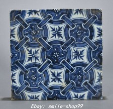 Usado, Estátua de azulejo 7,8" Ming Yongle azul branco porcelana Fengshui padrão flor comprar usado  Enviando para Brazil