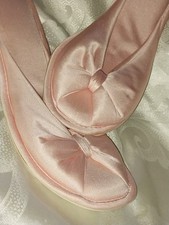 Usado, Sapatos noturnos vintage cetim rosa feira chinelos escorregadores boudoir casa cama 6-7.5 comprar usado  Enviando para Brazil