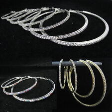 Usado, Brincos femininos folheados a diamante cristal strass argola grande CZ comprar usado  Enviando para Brazil