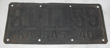 Placa de licença original 1940 Kansas 31 1155 carro de passageiros automóvel, usado comprar usado  Enviando para Brazil