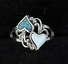 Usado, Anel coração duplo tom prata turquesa madrepérola tamanho 7,75 comprar usado Usado, Anel coração duplo tom prata turquesa madrepérola tamanho 7,75 comprar usado  Enviando para Brazil