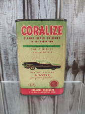 Usado, Lata de cera de carro vintage Coralize Products polonês com etiqueta de papel automotiva  comprar usado  Enviando para Brazil