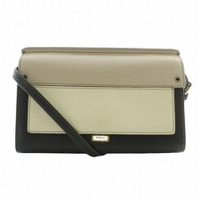 Bolsa carteira de ombro Furlamini couro logotipo prata hardware preto marfim bege, usado comprar usado  Enviando para Brazil