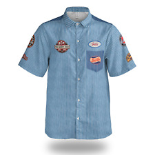 Camisa de trabalho masculina estampada com nome personalizado vintage botão de garagem denim simulação comprar usado  Enviando para Brazil