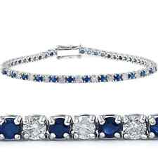 Pulseira de tênis genuína ouro branco 18K 7,50 quilates safira azul natural e diamante comprar usado  Enviando para Brazil
