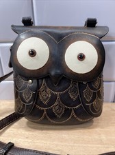 Bolsa tiracolo coruja 6" bolsa de ombro couro em relevo marrom alça ajustável comprar usado  Enviando para Brazil