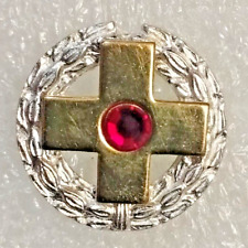 Original German Red Cross badge. DRK. 925. Silver gold ruby ​​cross. Germany. na sprzedaż  PL