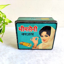 Vintage Indiano Lady Saree Gráficos Bhimsaini Kajal Kohl Publicidade Caixa de Lata T315 comprar usado  Enviando para Brazil