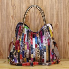 Bolsa de mão feminina Color Clash 100% couro genuíno cobra bolsa tote bolsa de ombro comprar usado  Enviando para Brazil