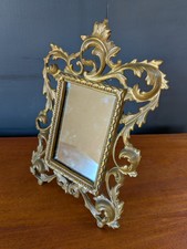 Espelho decorativo vintage rococó metal dourado cavalete traseiro mesa de rolagem , usado comprar usado  Enviando para Brazil