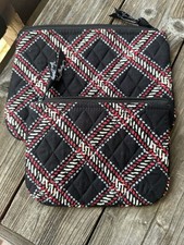 Vera Bradley Cosmetic Trio bolsas de maquiagem em Minsk xadrez forro preto sólido bom comprar usado  Enviando para Brazil