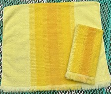 Conjunto de toalhas de banho vintage St. Mary anos 70 retrô listra amarela franja algodão comprar usado  Enviando para Brazil