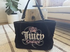 Bolsa de veludo Y2K vintage Juicy Couture preta rosa grande bolsa de ombro, usado comprar usado  Enviando para Brazil