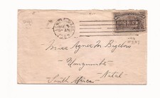 237 COLOMBIANO - SOLO - en MA a NATAL / S. AFRICA Vía LONDRES 1893 Cubierta con CARTA segunda mano  Embacar hacia Mexico