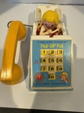 Używany, Vintage 1968 Fisher Price Pop Up Pal Chime Telefon Klasyczna zabawka Działa #150 na sprzedaż Używany, Vintage 1968 Fisher Price Pop Up Pal Chime Telefon Klasyczna zabawka Działa #150 na sprzedaż  Wysyłka do Poland