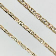 Colar corrente tricolor Valentino ouro real sólido 14k/10k, usado comprar usado  Enviando para Brazil