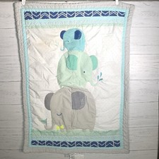 Edredom CLOUD ISLAND elefantes berço colcha cobertor azul verde cinza 33x42” comprar usado  Enviando para Brazil