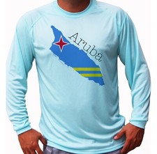 Usado, Mapa da bandeira Aruba praia barco de pesca esporte manga longa UPF 30 T-Shirt proteção UV comprar usado  Enviando para Brazil