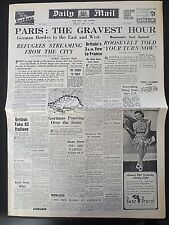 Ww2 newspaper paris for sale  NORWICH