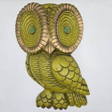 Usado, Arte de parede retrô vintage giz olhos grandes coruja kitsch decoração ouro verde MCM 19"  comprar usado Usado, Arte de parede retrô vintage giz olhos grandes coruja kitsch decoração ouro verde MCM 19"  comprar usado  Enviando para Brazil