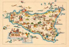 Sicilia cartolina cartina usato  Cagliari