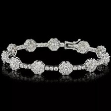 Pulseira de tênis redonda simulada de diamante 8 quilates folheada a ouro branco 14K comprar usado  Enviando para Brazil