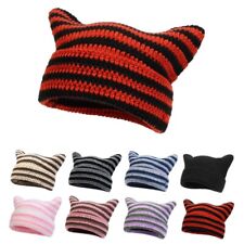 Chapéu fantasia gato feminino listrado boné de malha macio chapéu de crochê casual fofo_orelha comprar usado  Enviando para Brazil