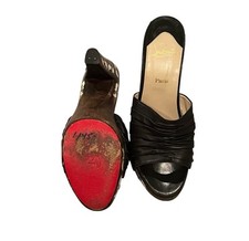 Usado, Muito raro!!Christian Louboutin esculpido madeira osso incrustado com tamanco deslizante mula tamanco 38,5 comprar usado  Enviando para Brazil