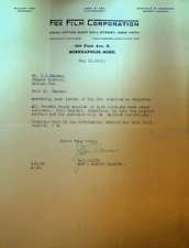 Fox Film Letterhead 11 de maio de 1922 Palace Theatre Regarding Deposits Antigo Wi comprar usado  Enviando para Brazil