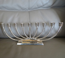 CHANDELIER HANOUKKIA MÉTAL ARGENTÉ DESIGN VINTAGE 1970 CANDLESTICK MÉNORAH JUIVE comprar usado  Enviando para Brazil