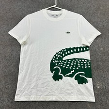 Camisa masculina Lacoste pequena branca logotipo jacaré regular algodão manga curta AOP, usado comprar usado  Enviando para Brazil