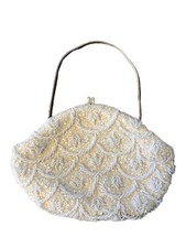Bolsa de mão vintage branca de cetim miçangas e lantejoulas La Regale casamento nupcial comprar usado  Enviando para Brazil