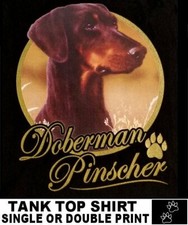 MUITO ELEGANTE LEGAL DOBERMAN PINSCHER ARTE DE CACHORRO COM LETRAS DOURADAS REGATA DE CACHORRO X716 comprar usado  Enviando para Brazil