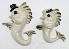 Par de Placas de Parede Kitsch Vintage Meio Século Arnels Antromófico Peixe Cinza comprar usado  Enviando para Brazil