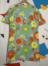 Usado, Vintage Anos 60 Floral Mod Vestido Hippie Psicodélico Colorido Flor Mini Curto Anos 70 comprar usado  Enviando para Brazil