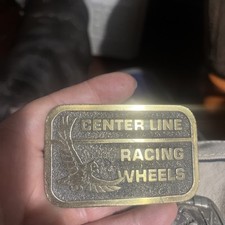 Fivela de cinto vintage década de 1970 Center Line Racing Wheels Great American Buckle Co., usado comprar usado  Enviando para Brazil