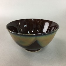 Tigela de arroz de porcelana japonesa vintage marrom Chawan brilhante fluxo suave PT774 comprar usado  Enviando para Brazil