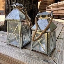 Twocandle lantern galvanized for sale  Centerville