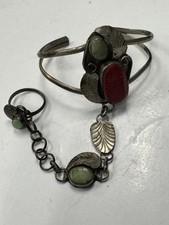 Pulseira escrava vintage nativa navajo tom prata verde coral riacho seco com anel comprar usado  Enviando para Brazil