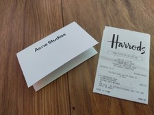 Acne studios receipt for sale  LONDON