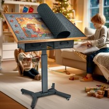 1500 elementów Stół do puzzli Drewniana deska do puzzli z szufladami i rolkami Regulowana wysokość na sprzedaż  Wysyłka do Poland