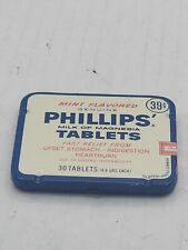 Comprimidos vintage Phillips leite de magnésia lata sabor menta com instruções (O), usado comprar usado  Enviando para Brazil