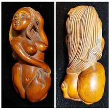 Escultura de madera vintage estatuilla figuras antiguas decoración del hogar mujer sexy talla segunda mano  Embacar hacia Mexico