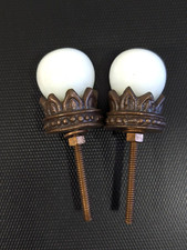 Conjunto 2 puxadores de gaveta Anthropologie vidro branco latão tom cobre coroa armário comprar usado  Enviando para Brazil