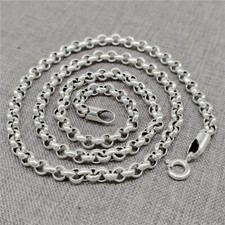 Colar de corrente rolo oxidado prata esterlina 925 com fecho de anel de mola 3mm 4mm comprar usado  Enviando para Brazil