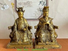 Usado, Cadeira de bronze chinesa antiga 15,7 pol. Wangmu Niangniang Yuhuang Dadi estátua par comprar usado  Enviando para Brazil